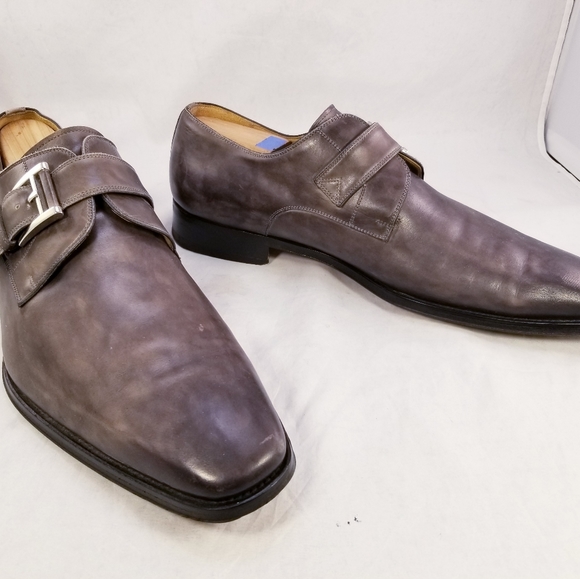 DESIGNER MAGNANNI MEN SHOES LOAFERS MONK STRAP BROWN LEATHER SIZE 12 M EUC - Picture 9 of 11